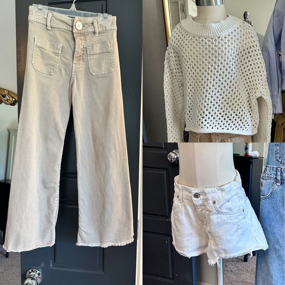 Zara Girls 3-Piece Neutral Outfit Size 8/9 Bundle Sweater Jeans Shorts - Picture 11 of 11